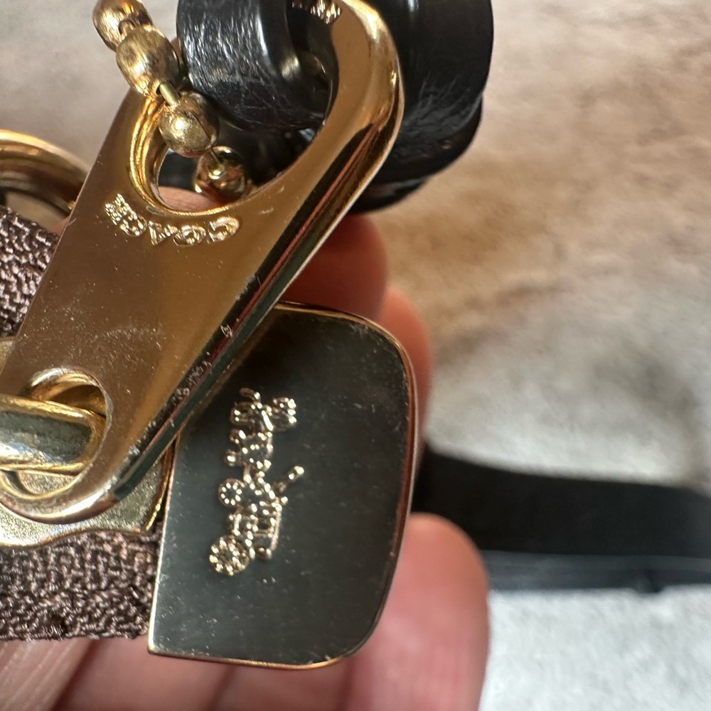 Coach Pennie Brown Black Signature Coated Canvas Shoulder Handbag Purse - Picture 15 of 16